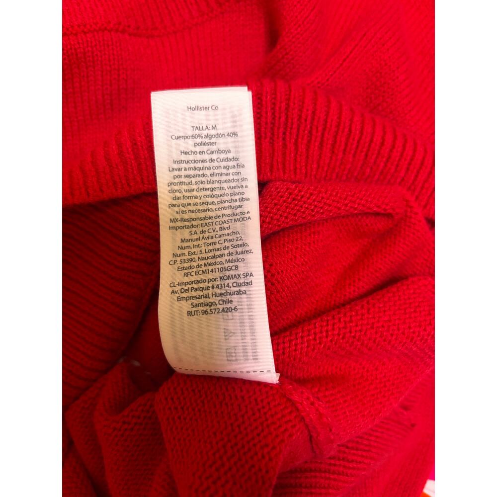 Hollister American Flag Heart Sweater Red Knit Pullover Patriotic USA Med - Picture 4 of 4